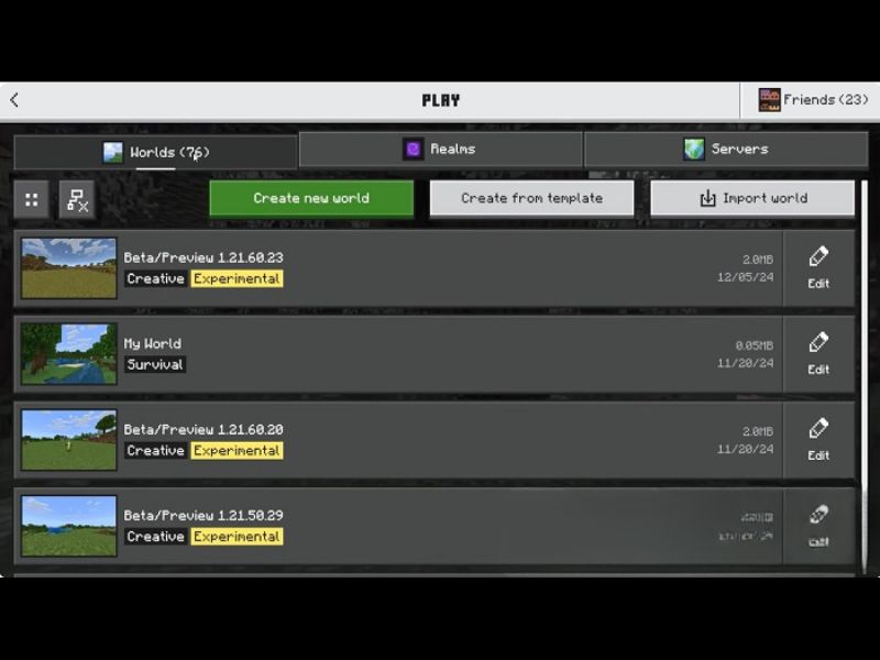 Tải Minecraft 1.21.51 APK Tiếng Việt Miễn Phí Cho Android Màn hình Play trong Minecraft 1.21.51 APK