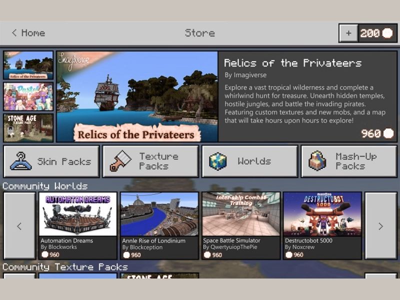 Vấn đề liên quan đến tìm kiếm trong Marketplace đã sửa trong Minecraft 1.21.131 APK