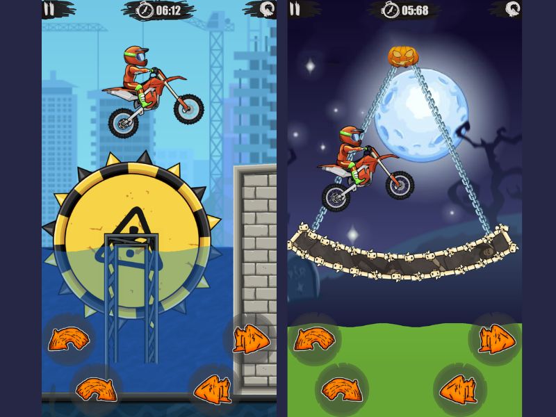 Cơ chế vật lý thực tế và đẹp mắt trong Moto X3M Bike Race Game