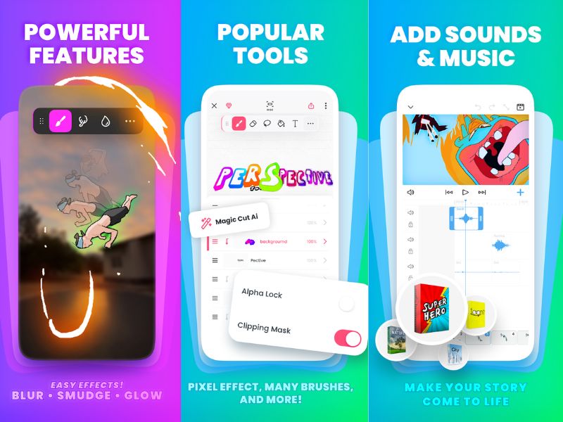 Tải FlipaClip MOD APK (Premium Unlocked) v4.2.19 Công cụ vẽ chuyên nghiệp và đa dạng Trong FlipaClip