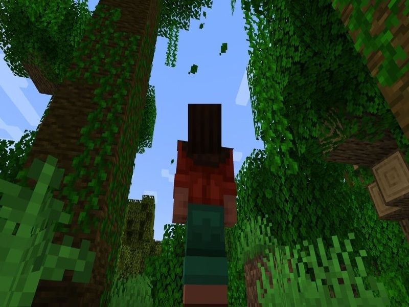 Hoạt ảnh lá rụng tạo chiều sâu cho môi trường trong Minecraft 1.21.80 APK
