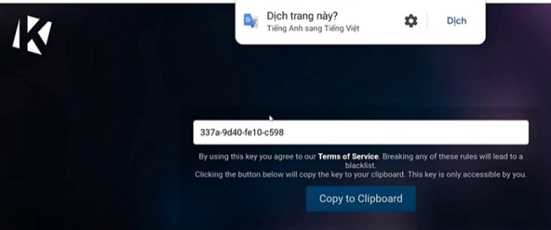 Nhấn “Copy to Clipboard” để sao chép
