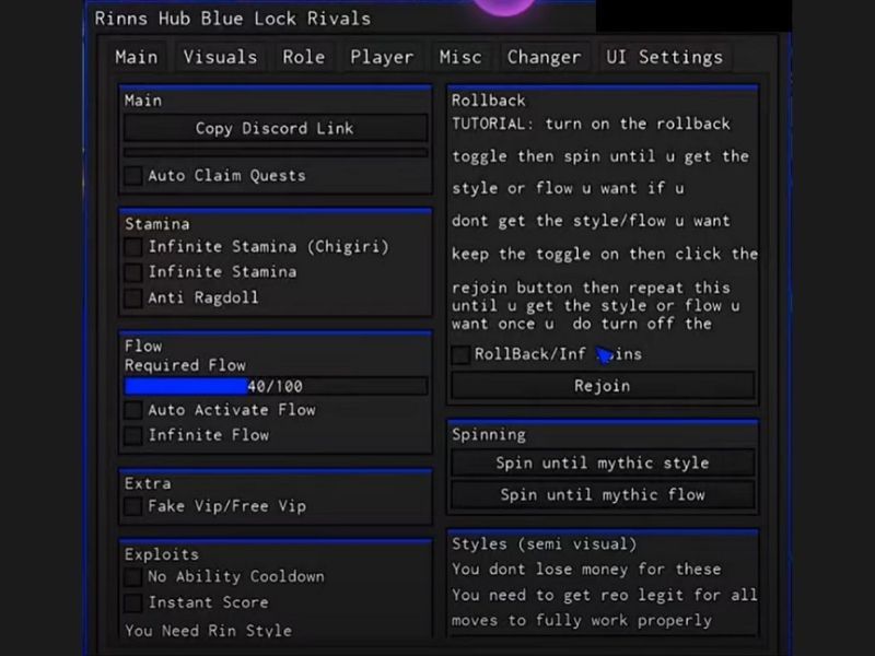 Những Tính Năng Nâng Cao Có Trong Hack BLUE LOCK RIVALS APK 