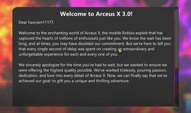 Tải Arceus X NEO 2.0.0 (V5 1.2.6) Mới Nhất Cho Android Hệ thống sẽ tự động đưa bạn trở lại game với màn hình Welcome