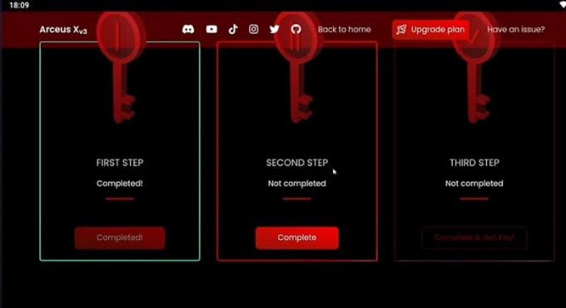 Tải Arceus X NEO 2.0.0 (V5 1.2.6) Mới Nhất Cho Android Tại mục Second Step các bạn nhấn vào Complete