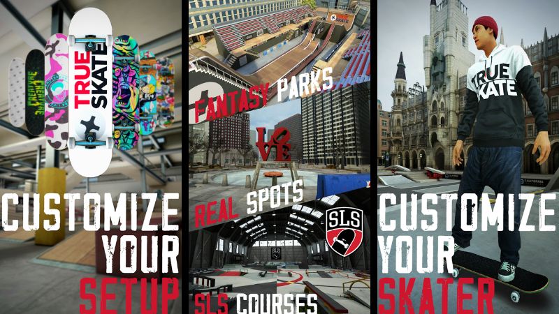 Mở khóa bộ sưu tập ván trượt và tùy chỉnh thiết kế trong True Skate Mod APK